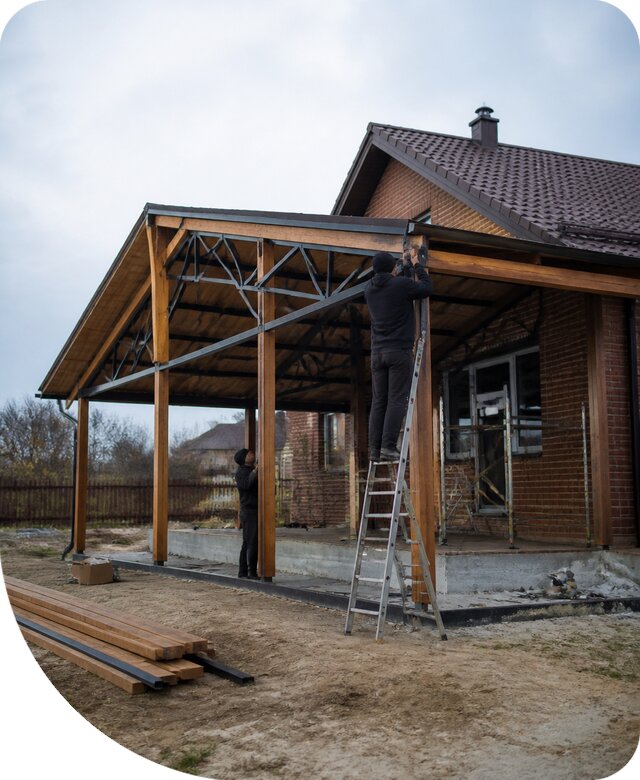 Пристройка навеса к дому и участку в Балтийске под ключ